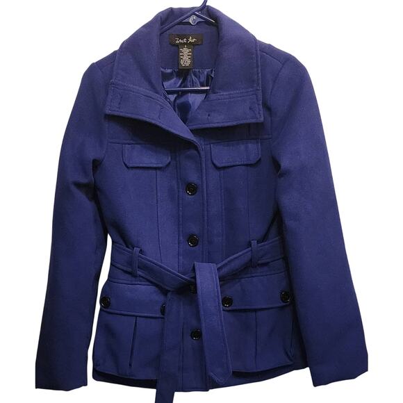 What's Hot Cobalt Blue Wool Blend Peacoat Jacket Size Small - Picture 1 of 7